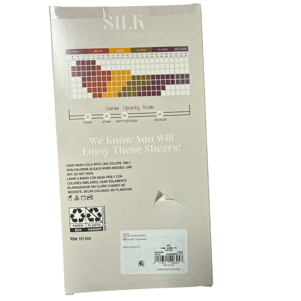 Silk Impressions Ultra Fine Sheer Pantyhose 2-Pair XXL‎ Cocoa 15 Denier